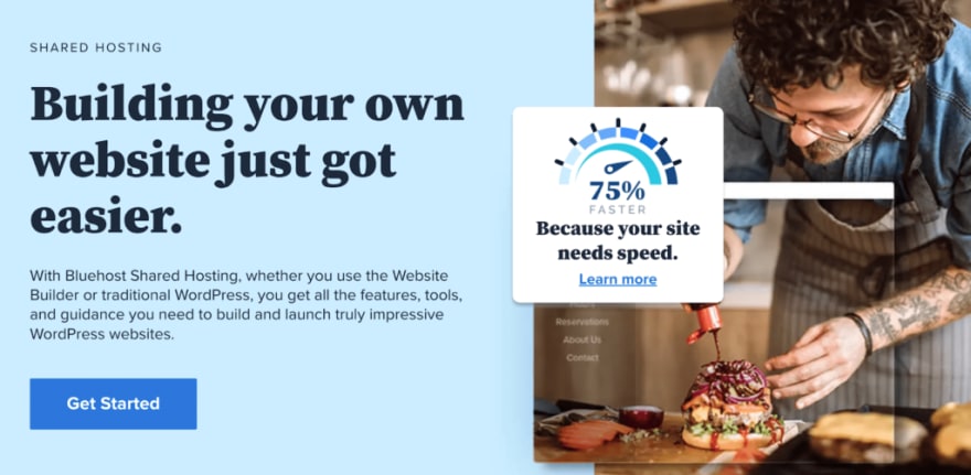 Bluehost Shared Hosting website page