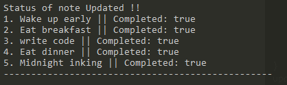Output : updateNoteStatus() function