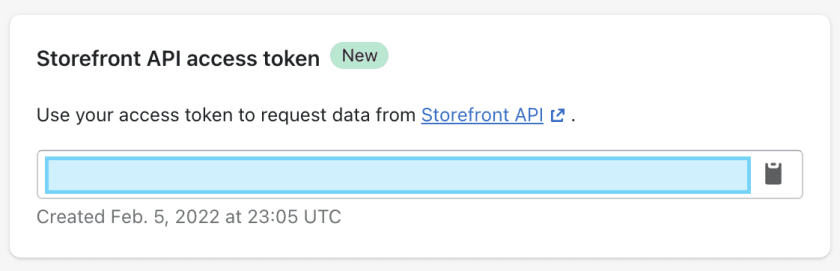 Storefront API access token