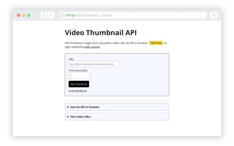 Video Thumbnail API