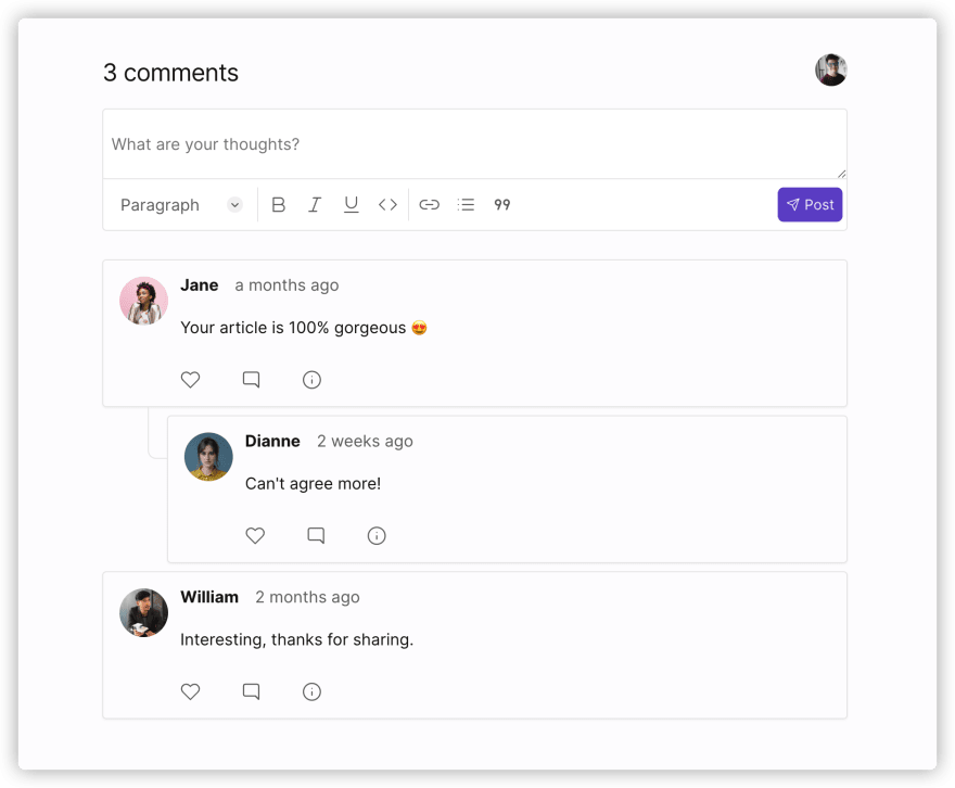 Chirpy comment editor