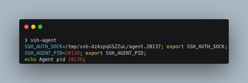  raw `ssh-agent` endraw  showing the path to the socket
