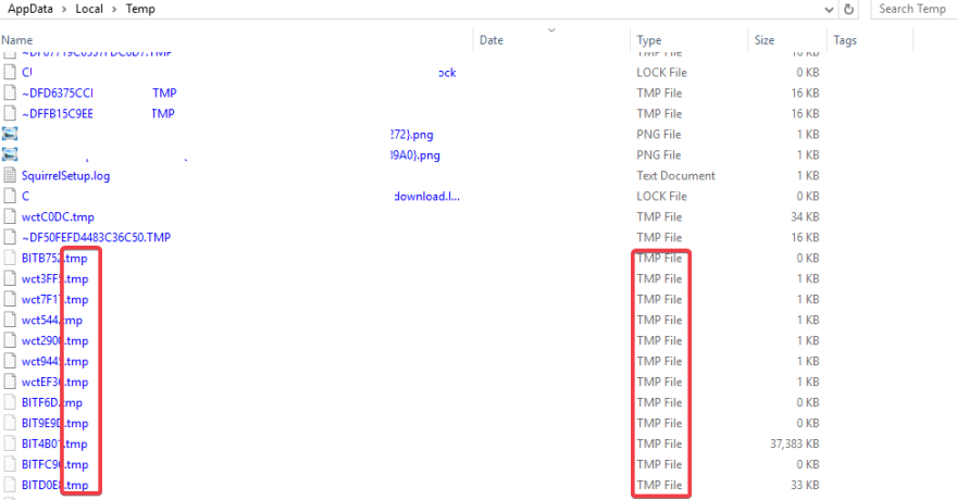 Temp folder store