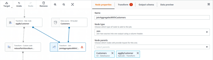 Transform - join node