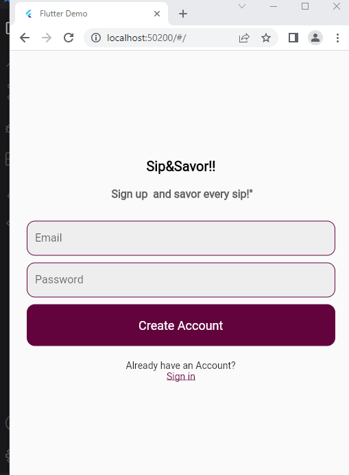 Create Account Screen