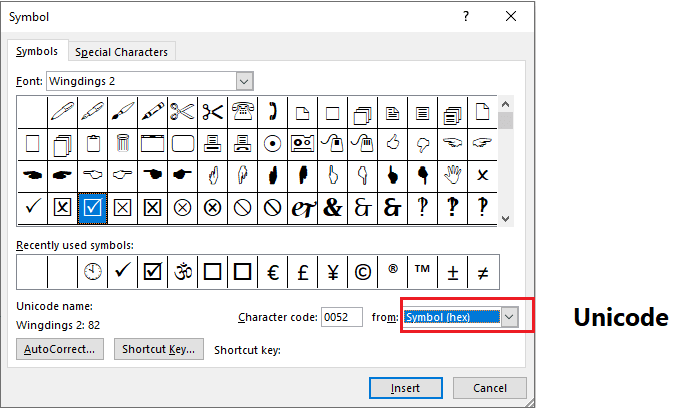 Symbol Unicode code