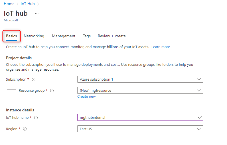 Iothub basics tab