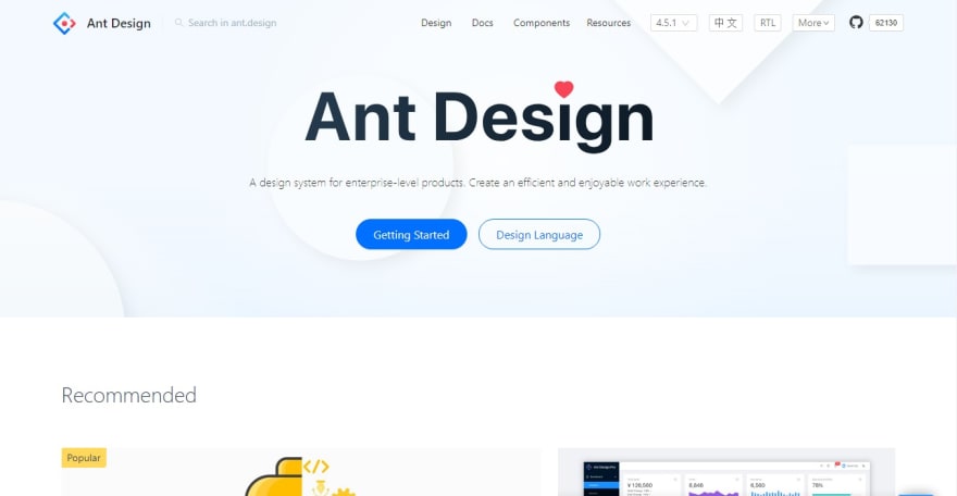 Ant Design - Wolrd's second react ui framework