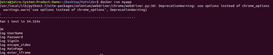 docker output