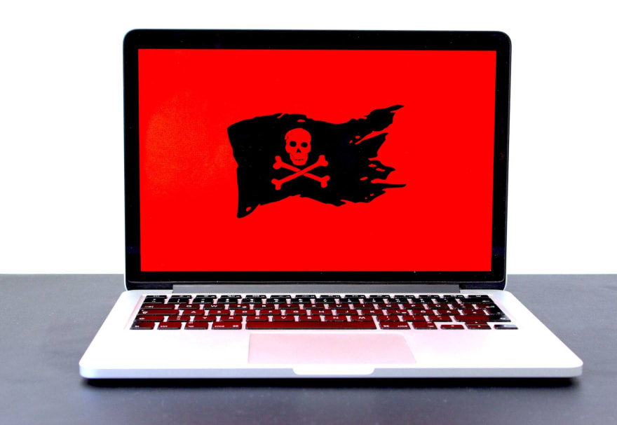 A skull and crossbones on a computer screen