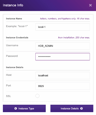 Adding HarperDB instance information