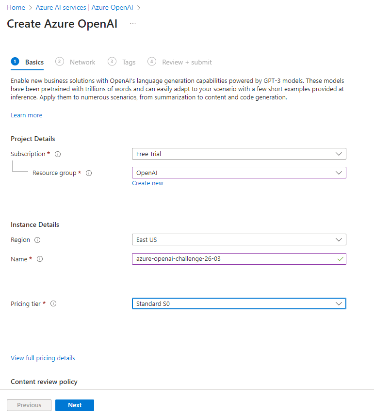 Day 1 — Azure Open AI Challenge