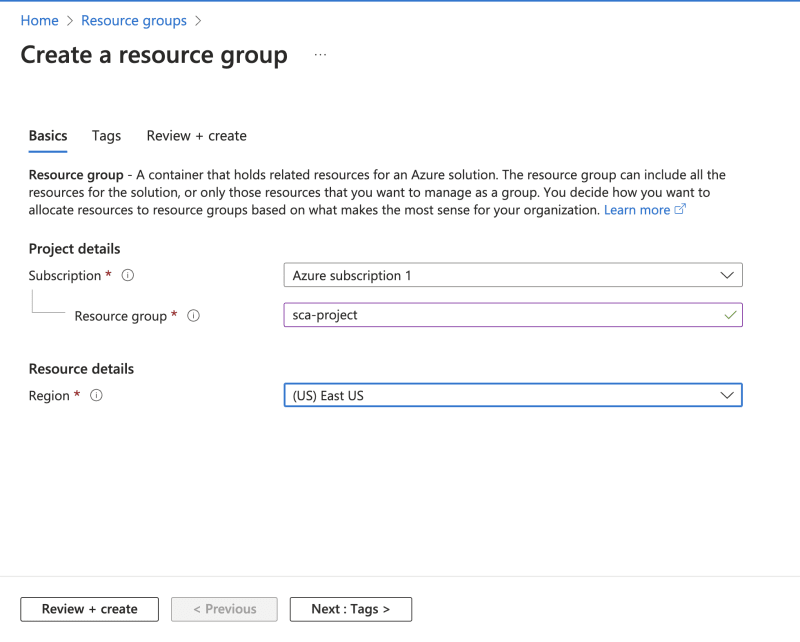 Create Azure Resource Group