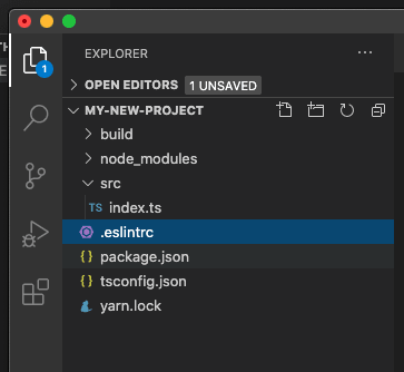 Opening .eslintrc file up from the project tree in Visual Studio Code