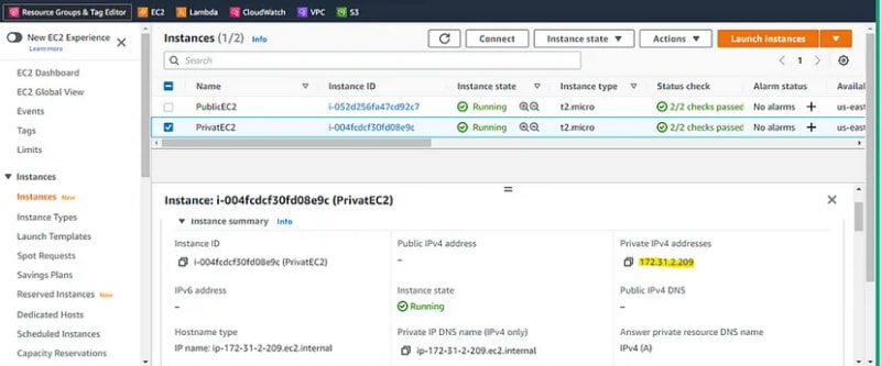 EC2 console