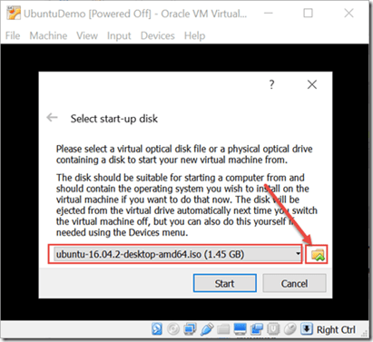 Select Ubuntu file image to install on Virtual Machine