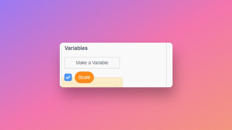 Showing Variable in MIT Scratch