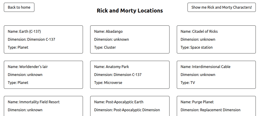 Capture of Locations page