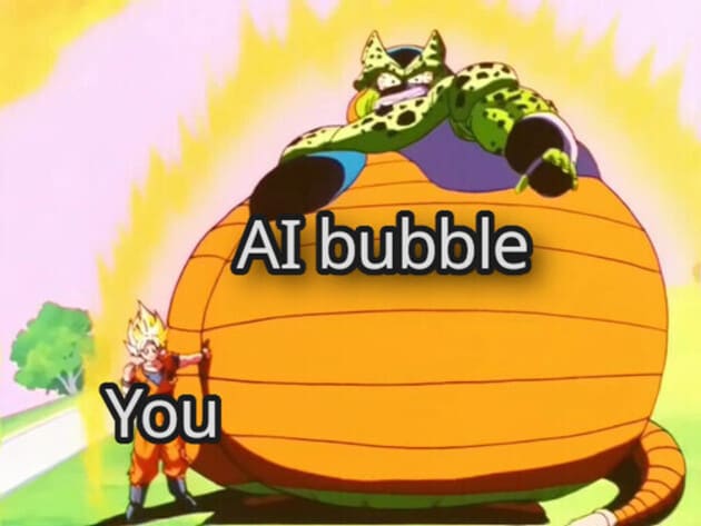 dragon ball meme about the AI bubble bursting