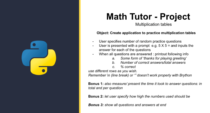 Math Tutor project instructions