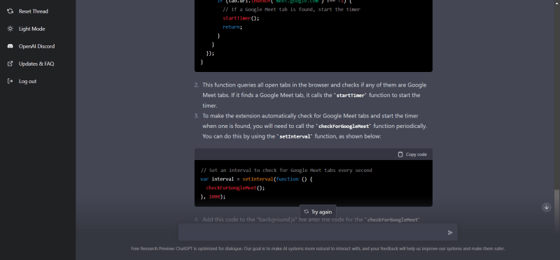 chatGPT screenshot