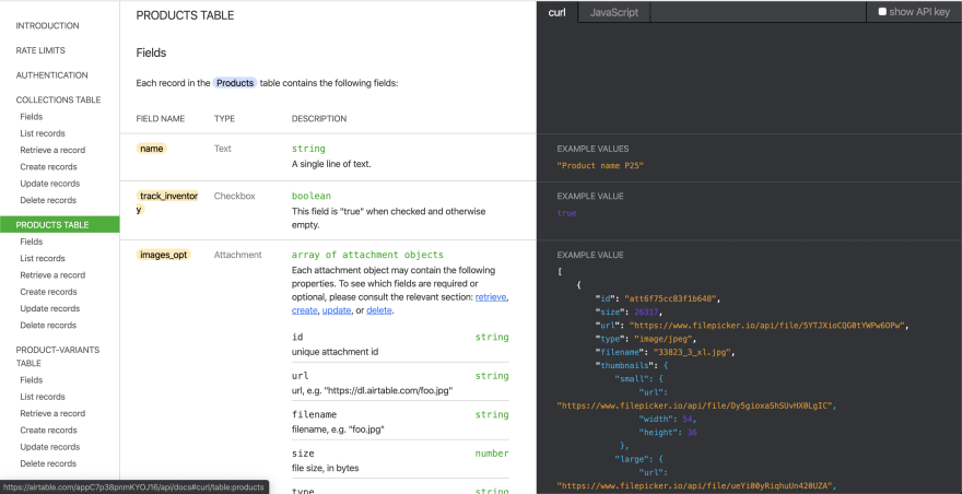 airtable api return without id or date