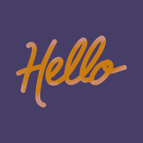 "Hello" in yellow and purple