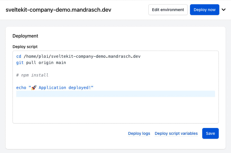 Screenshot deploy script