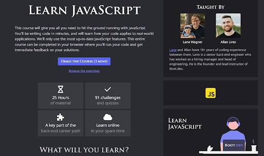 Learn JavaScript by Boot.dev [Free Lessons]