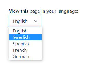 Screenshot of a dropdown menu