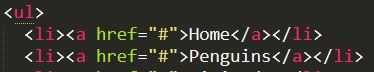 screen of html code showing li elements