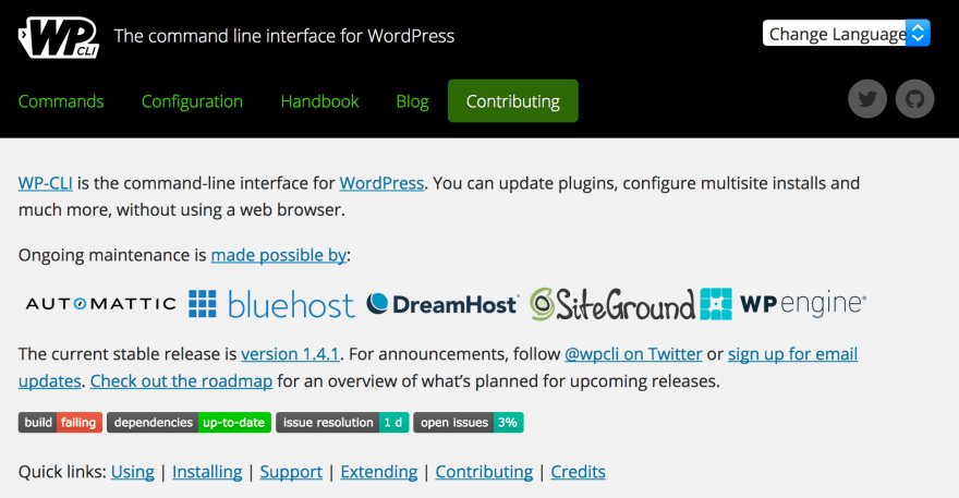 The WP-CLI website.