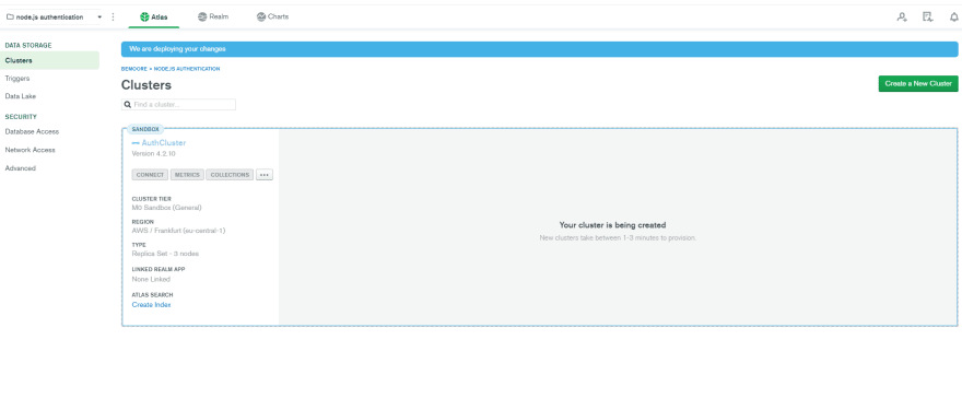 mongodb cluster created
