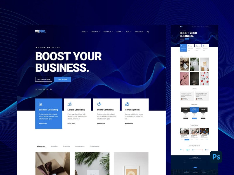 Wepro – Free PSD Website Template for Agency