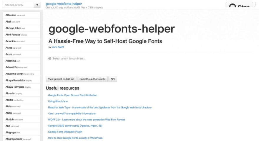 Google Webfonts Helper