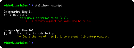 ShellCheck screenshot