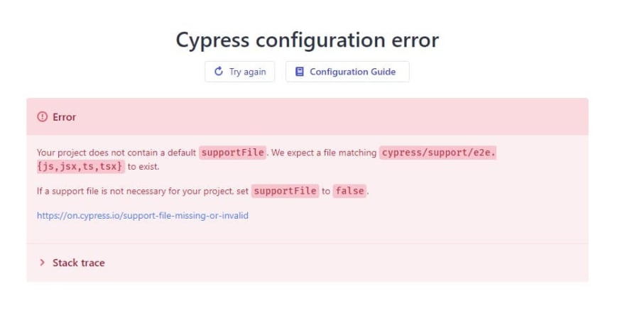 first cypress error