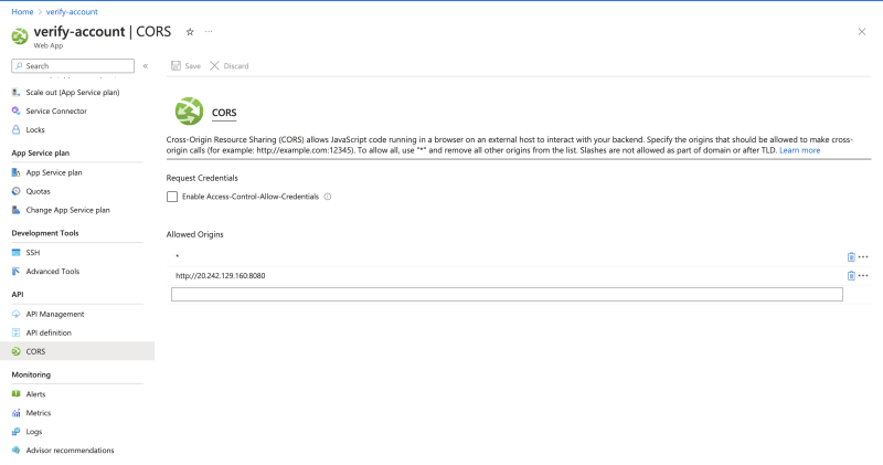 Updated Cors Origin