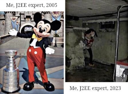 Joke meme about J2EE experts