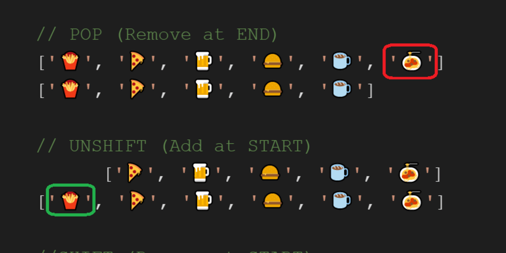 push and pop in javascript