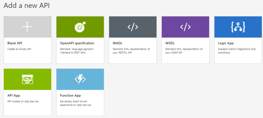 Create new API in API Management