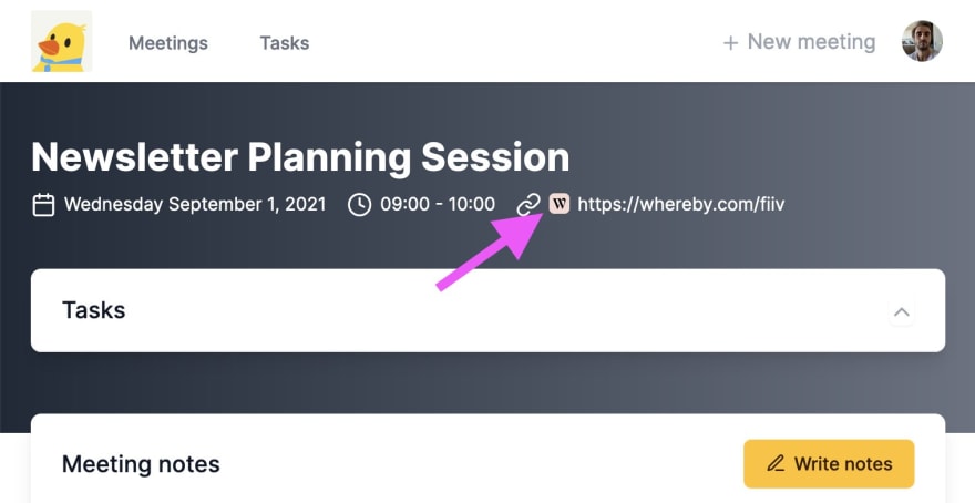 A meeting invite often has a link