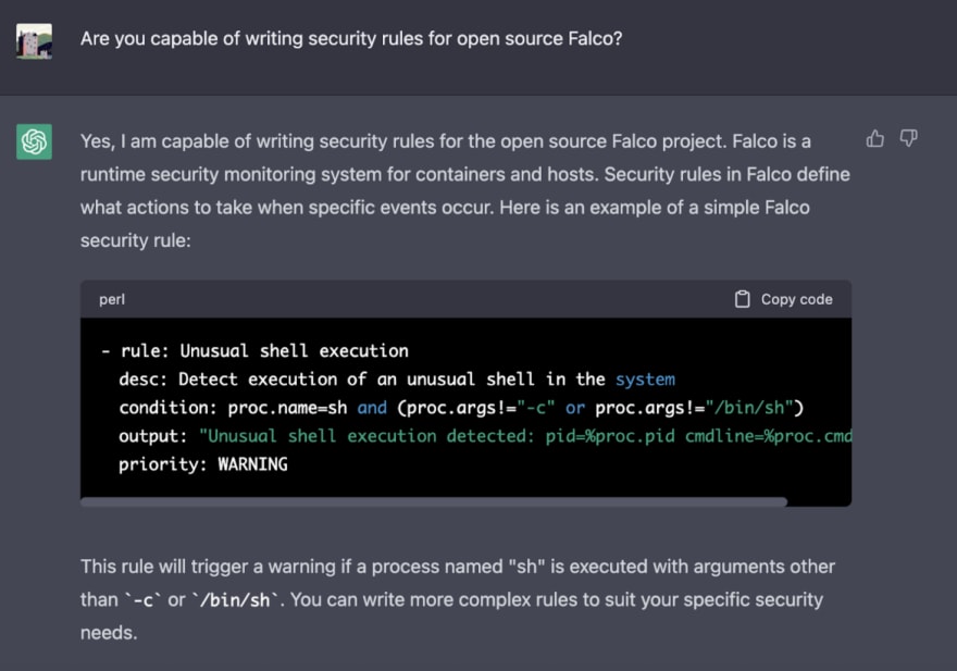 Chatgpt Falco rule