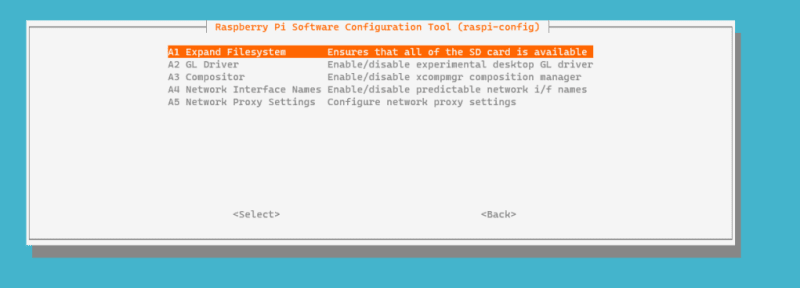raspi config advanced options
