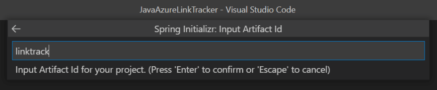 Set Input Artifact ID in VS Code.