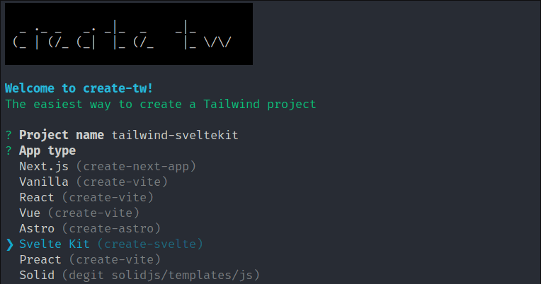 install &amp; setup sveltekit app with tailwindcss v3 + typescript + vite