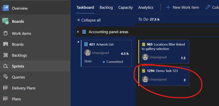 New Task in Sprint