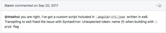GitHub issue comment that gave me the idea to look for JavaScript code written in ES6.