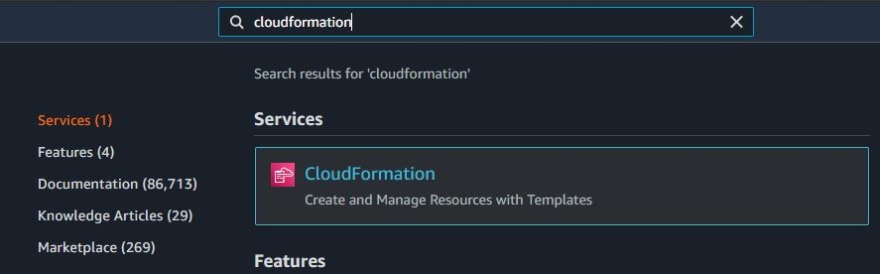 CloudFormation search