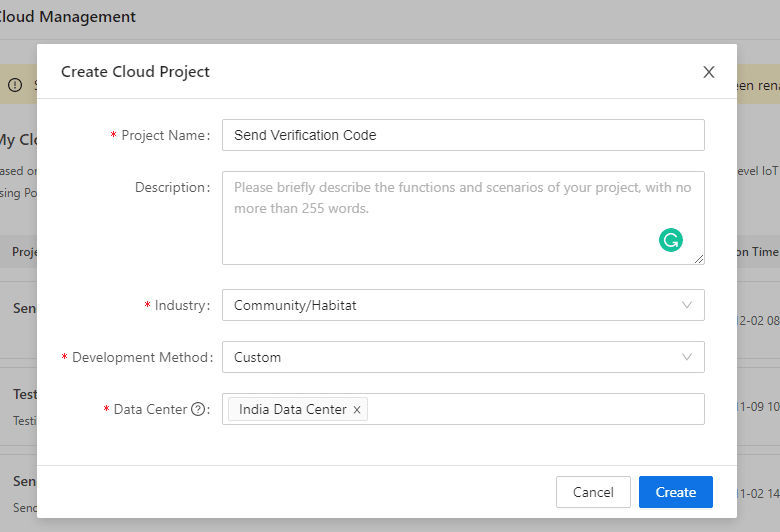 Registered your project